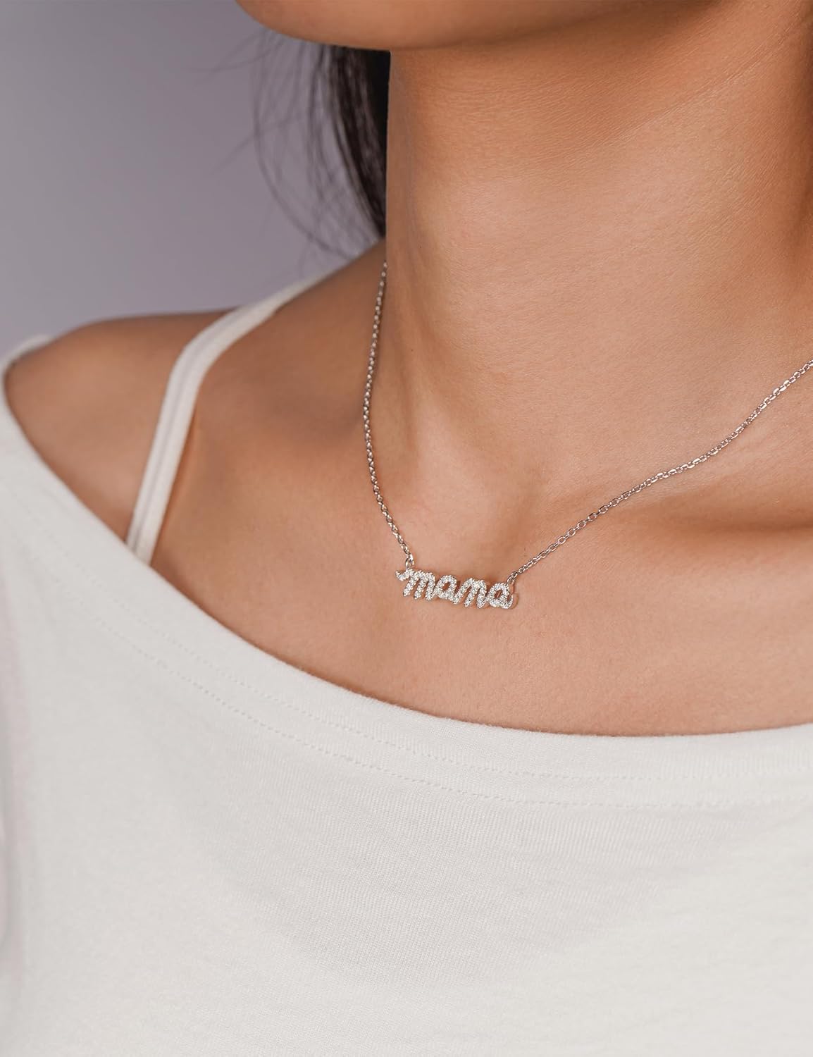 Moissanite Mama Necklace for Women ¨C Sparkling ¡°MAMA¡± Pendant Gift for Mom