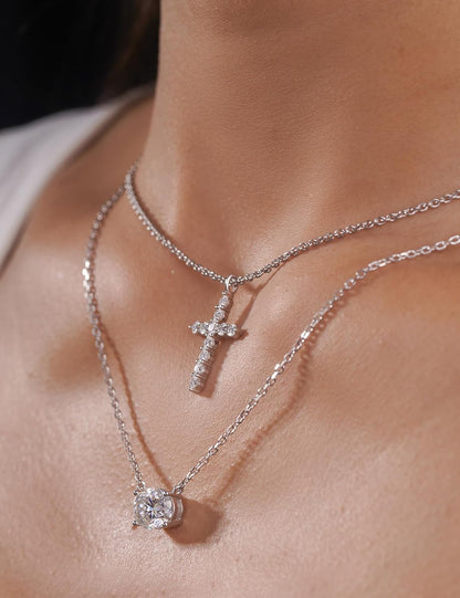 BLISSPAVILION 2CT Oval Moissanite Solitaire Pendant Necklaces for Women