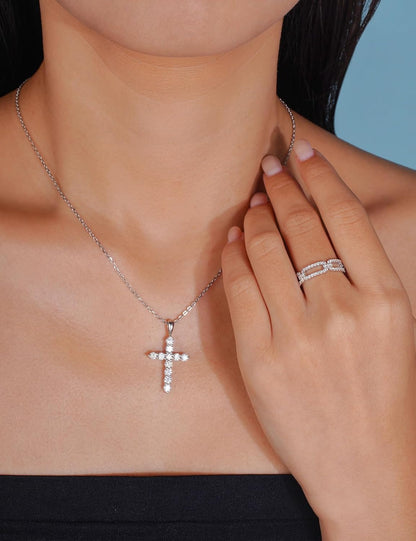 Moissanite Wedding Bands Trendy Fashion Simple 0.36 Carat Silver Chain Link Rings for Women