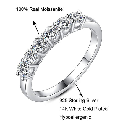 6 Stone Moissanite Stackable Wedding Band Rings for Women 0.7CT