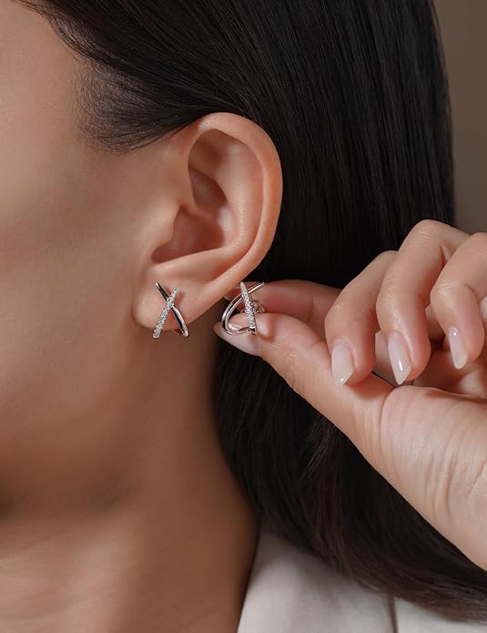 Moissanite Trendy Stud Earrings for Women Sterling Silver Hypoallergenic Eaerrings