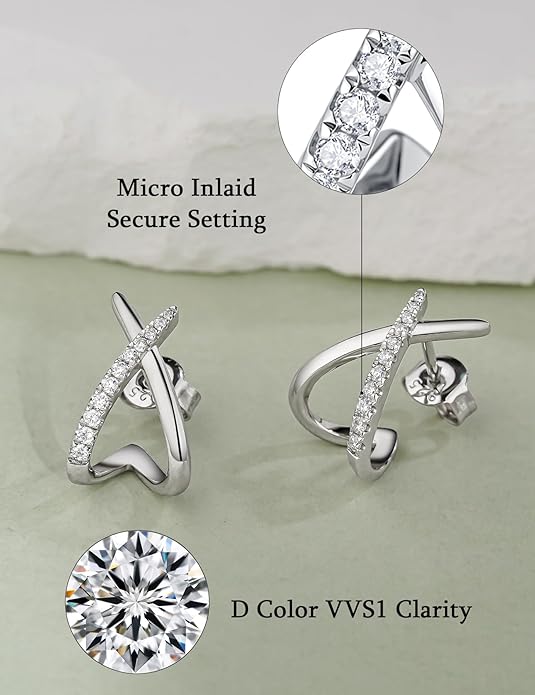 Moissanite Trendy Stud Earrings for Women Sterling Silver Hypoallergenic Eaerrings