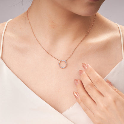 Moissanite Circle Pendant Necklaces for Women