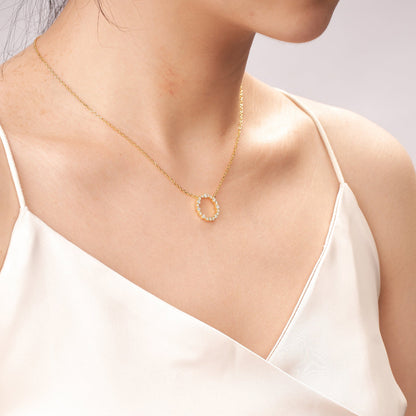 Moissanite Circle Pendant Necklaces for Women