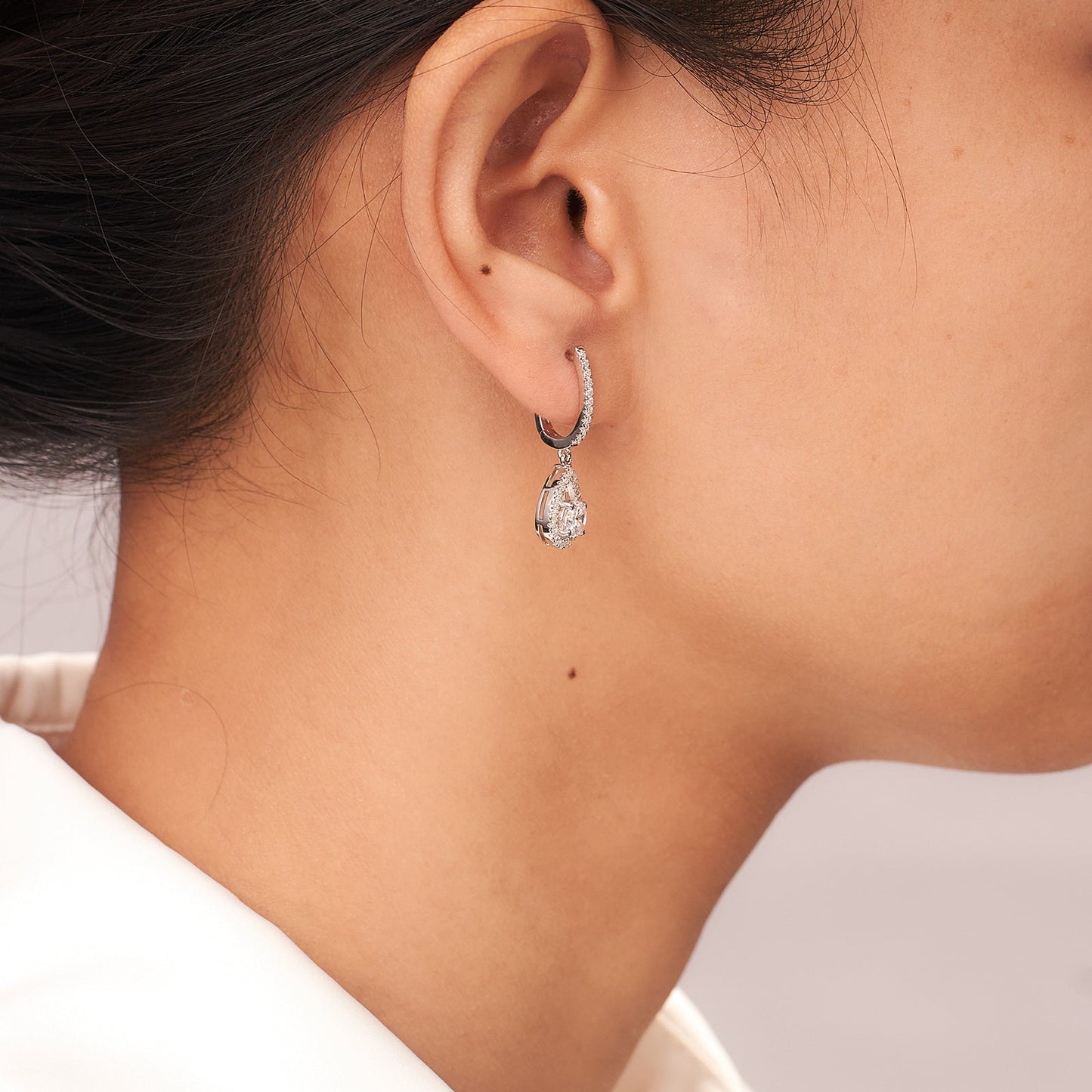 Moissanite Teardrop Lever Back Earrings for Women 1CT