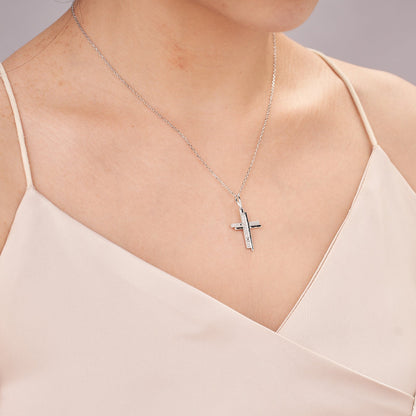 Moissanite Cross Pendant Necklaces for Women 0.18CT