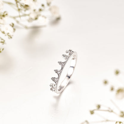 Moissanite Tiara Crown Stackable Wedding Band for Women