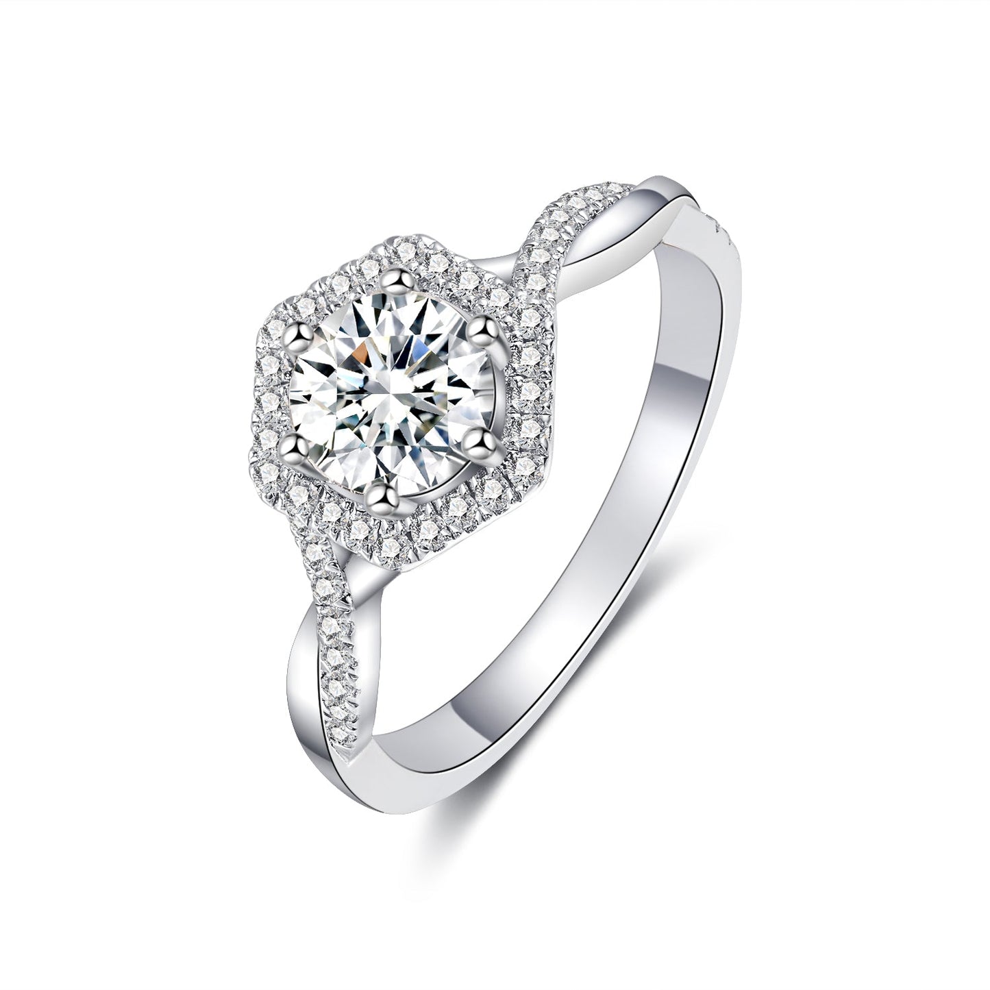 1CT Moissanite Hexagon Halo Engagement Wedding Ring Set for Women