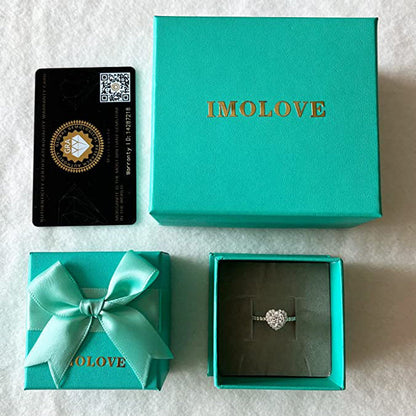 Moissanite Heart-Shaped Halo Engagement Rings for Women 1.64CT