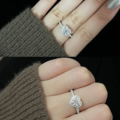 Moissanite Heart-Shaped Halo Engagement Rings for Women 1.64CT