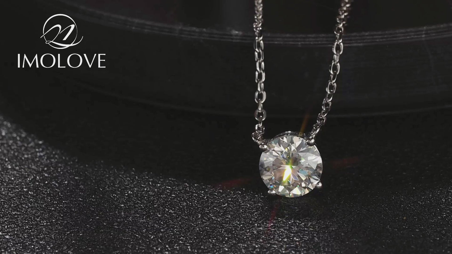 Solitaire Moissanite 4 Prong Round CutNecklaces for Women