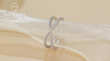 Moissanite Adjustable Double Eternity Wedding Band for Women