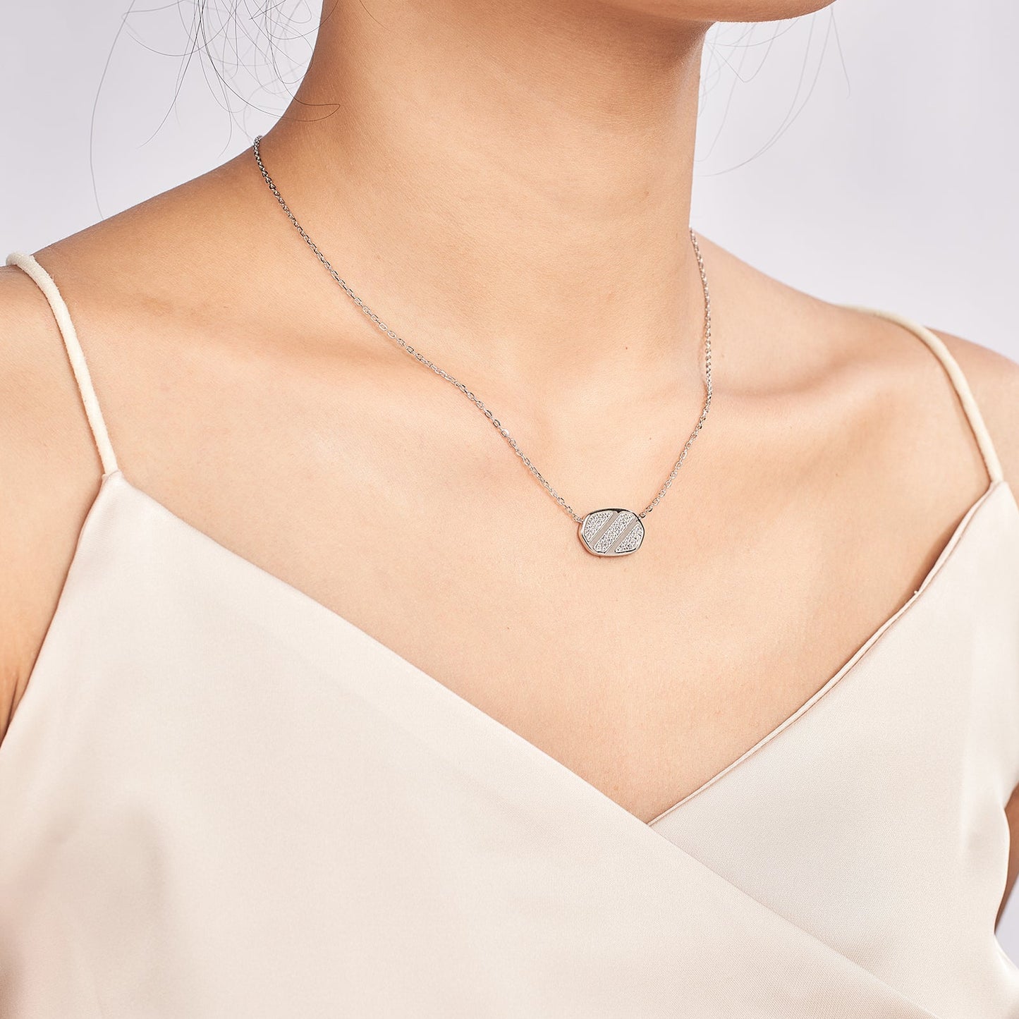 Pave Moissanite Bar Necklace for Women