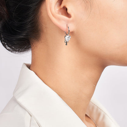 Moissanite Heart-Shaped Open Hoop Earrings for Women 3.6CT
