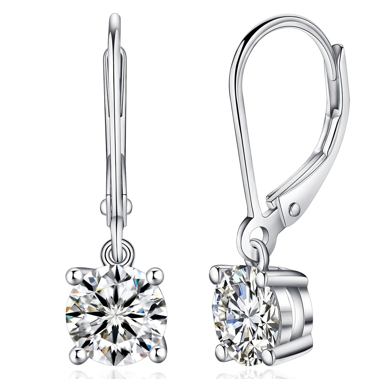 Moissanite Leverback Drop Earrings for Women 1/2CT