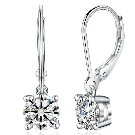 Moissanite Leverback Drop Earrings for Women 1/2CT