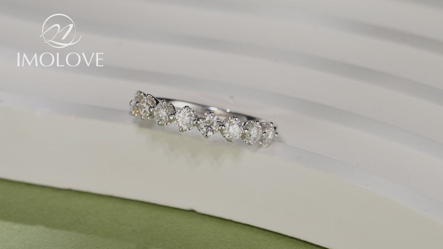 Moissanite 9 Round Stone Women's Eternity Stackable Rings