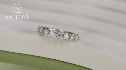 Moissanite 9 Round Stone Women's Eternity Stackable Rings