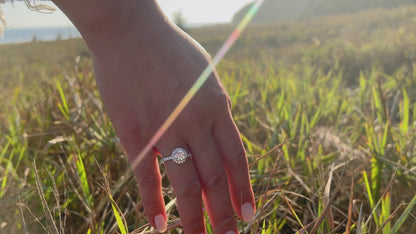 Moissanite Round Halo Engagement Rings for Women 1.64CT