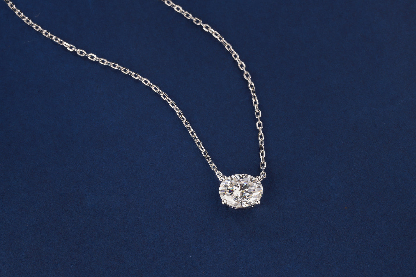 BLISSPAVILION 2CT Oval Moissanite Solitaire Pendant Necklaces for Women