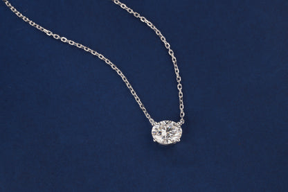 BLISSPAVILION 2CT Oval Moissanite Solitaire Pendant Necklaces for Women