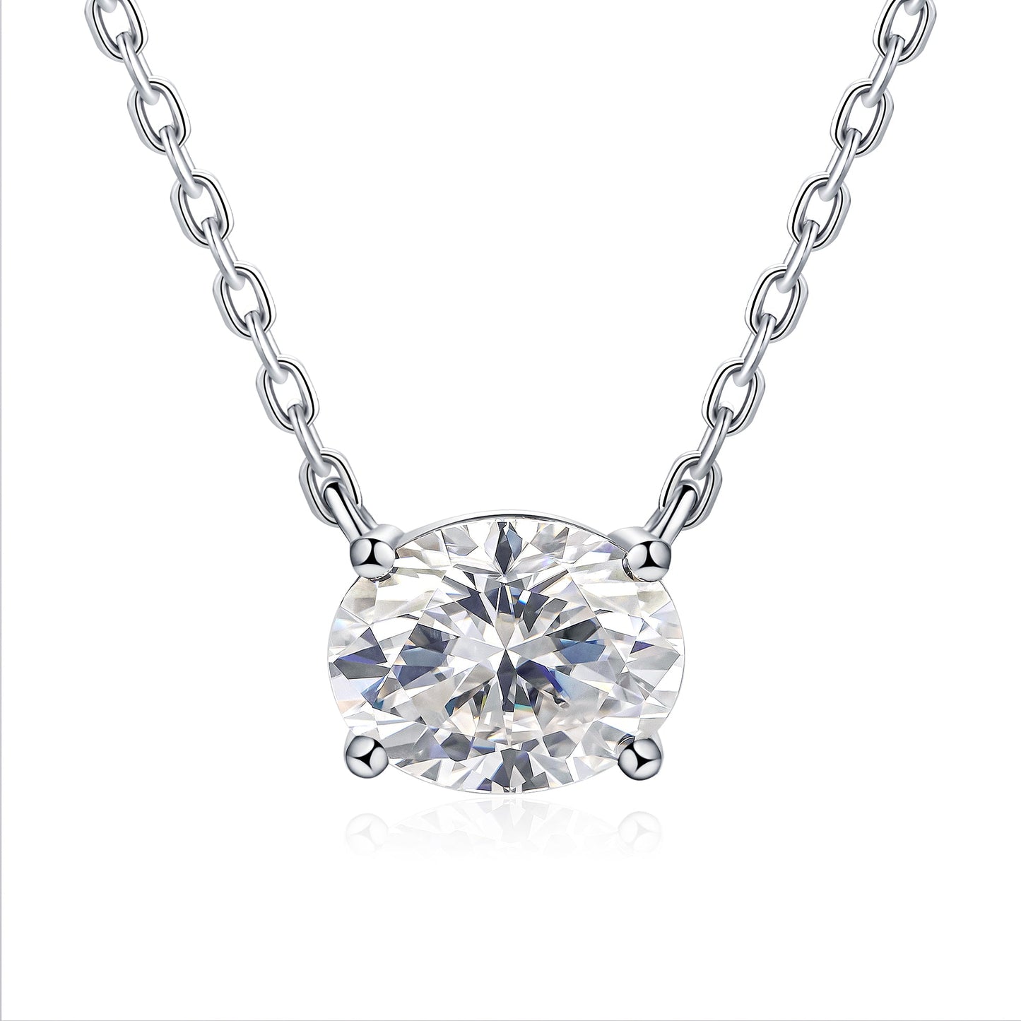 BLISSPAVILION 2CT Oval Moissanite Solitaire Pendant Necklaces for Women
