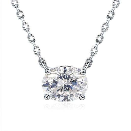 BLISSPAVILION 2CT Oval Moissanite Solitaire Pendant Necklaces for Women
