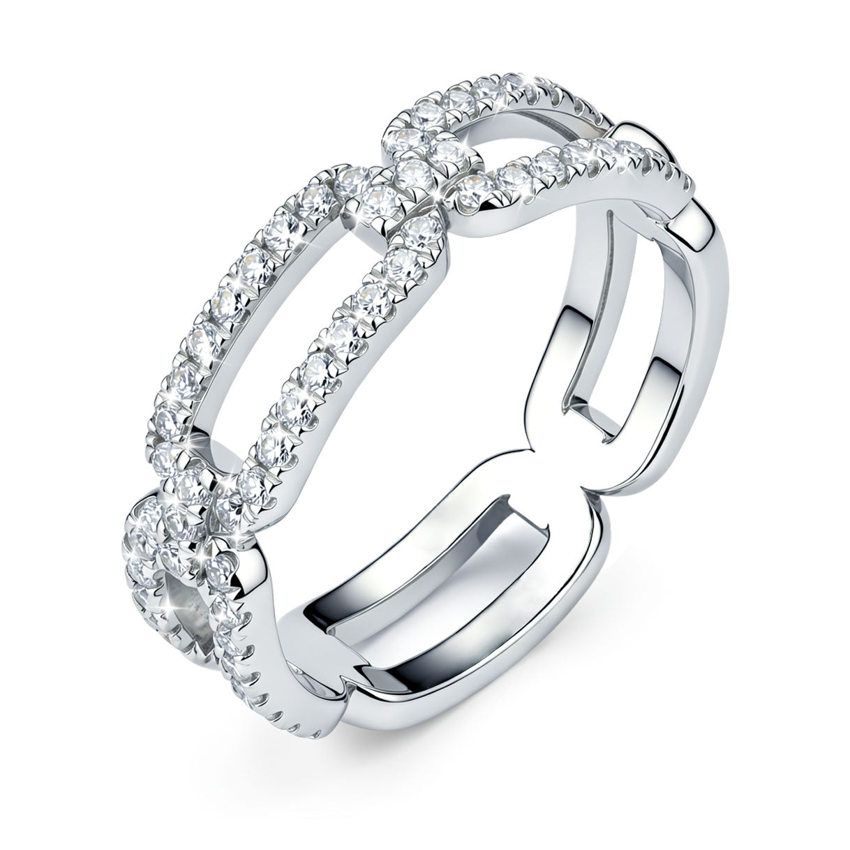 Moissanite Wedding Bands Trendy Fashion Simple 0.36 Carat Silver Chain Link Rings for Women