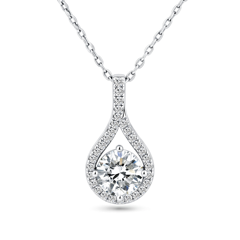 Moissanite Teardrop Pendant Necklaces for Women 2CT