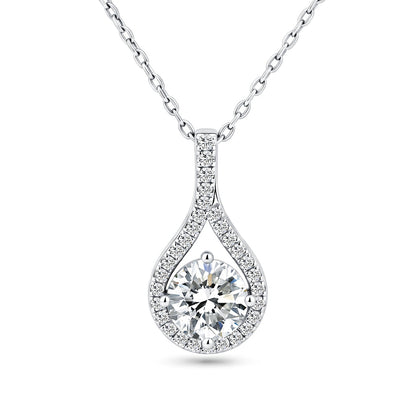 Moissanite Teardrop Pendant Necklaces for Women 2CT