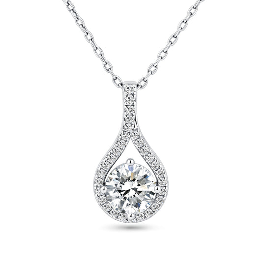 Moissanite Teardrop Pendant Necklaces for Women 2CT