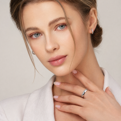 Moissanite Stackable Wedding Band for Women in Sterling Silver