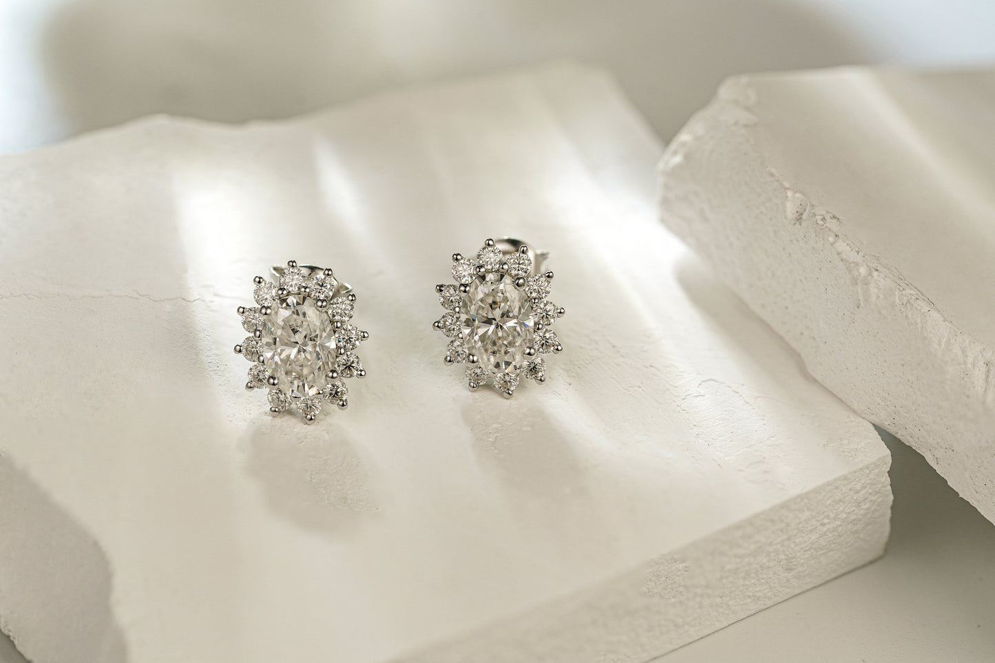 Oval Cut Moissanite Hypoallergenic Stud Earrings for Women 1.5 Carat