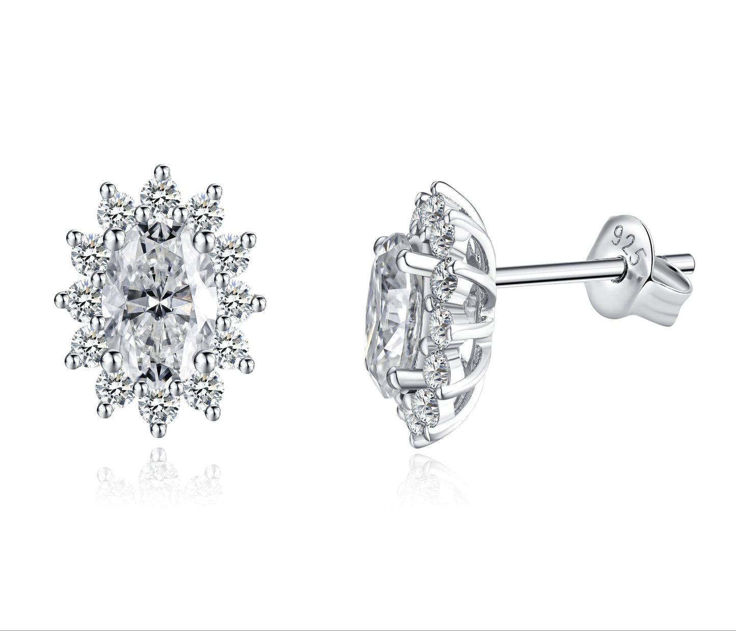 Oval Cut Moissanite Hypoallergenic Stud Earrings for Women 1.5 Carat