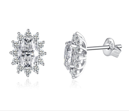 Oval Cut Moissanite Hypoallergenic Stud Earrings for Women 1.5 Carat