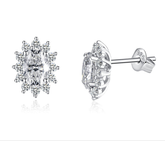 Oval Cut Moissanite Hypoallergenic Stud Earrings for Women 1.5 Carat