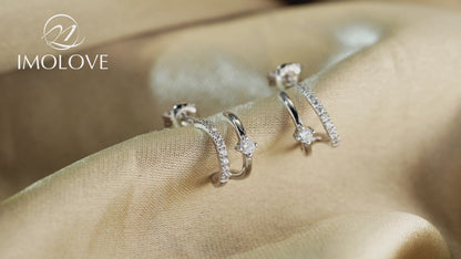 Moissanite Double Illusion Half Hoop Earrings for Women