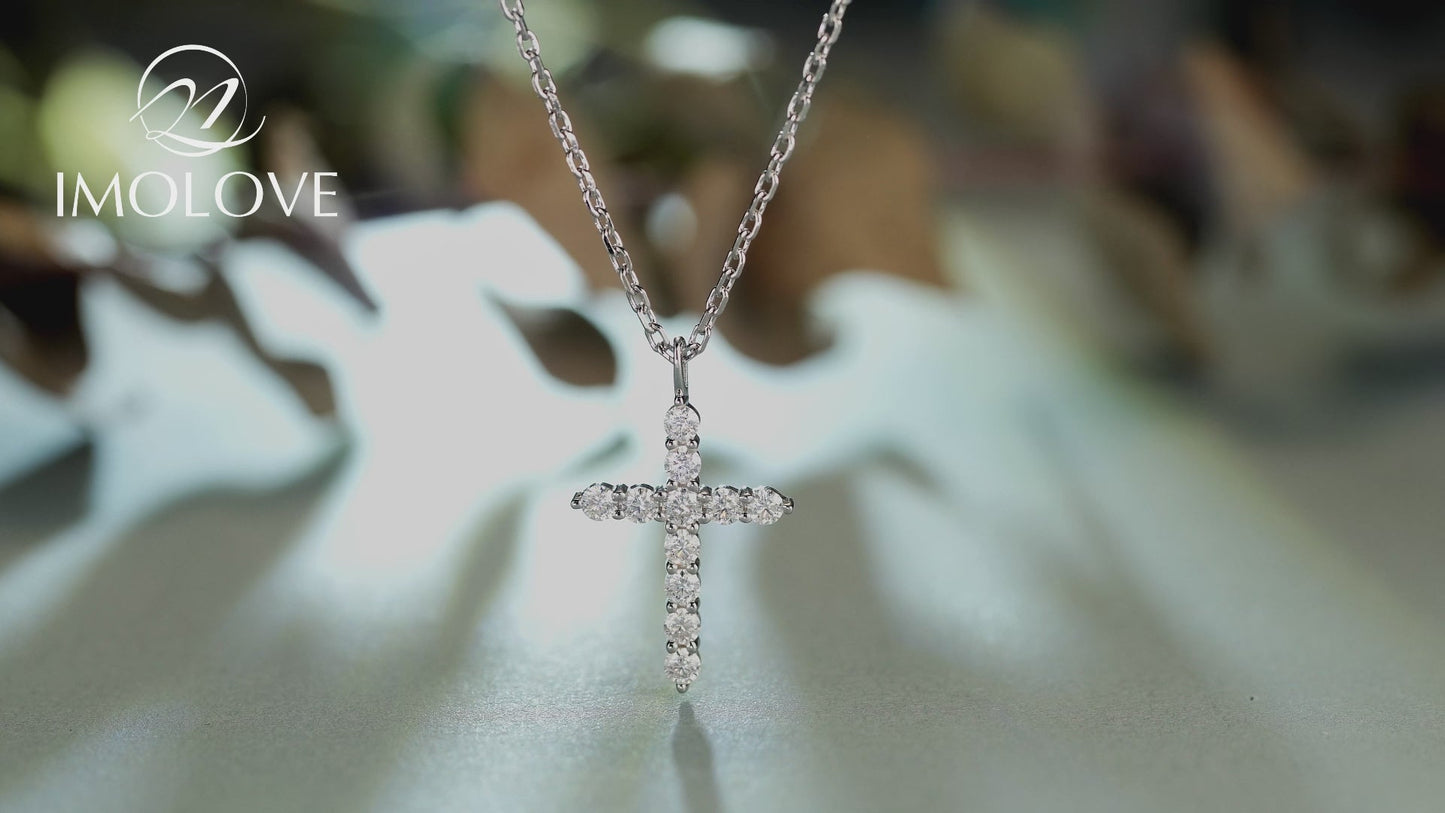 Cross Moissanite Pendant Necklace for Women