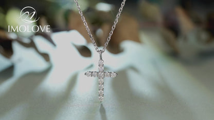 Cross Moissanite Pendant Necklace for Women