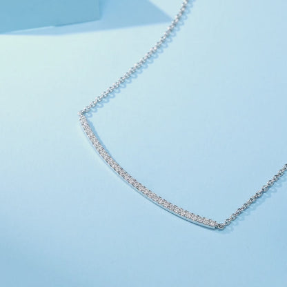 Moissanite Curved Bar Pendant Necklace in Sterling Silver 0.45CT