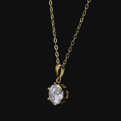 1CT-3CT Moissanite Solitaire Pendant Necklaces for Women