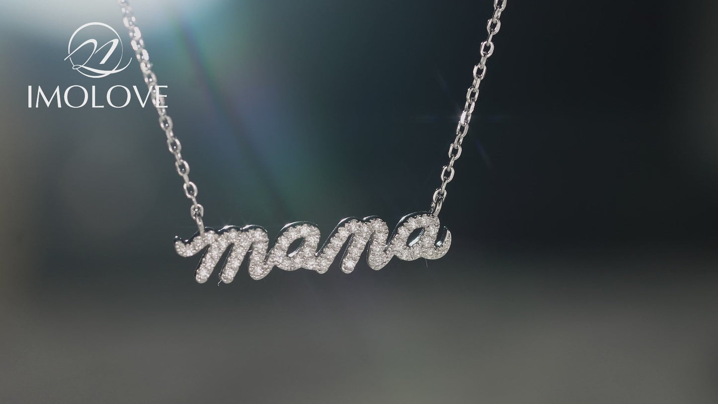 Moissanite Mama Necklace for Women ¨C Sparkling ¡°MAMA¡± Pendant Gift for Mom
