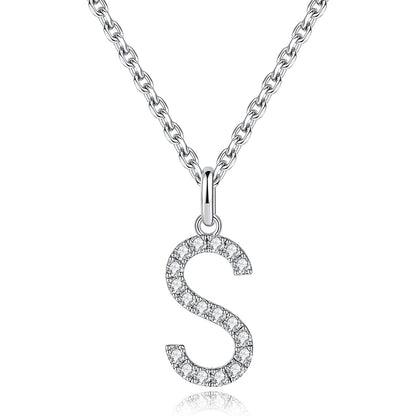 Moissanite A Initial Letter Pendant Necklace for Women in Silver