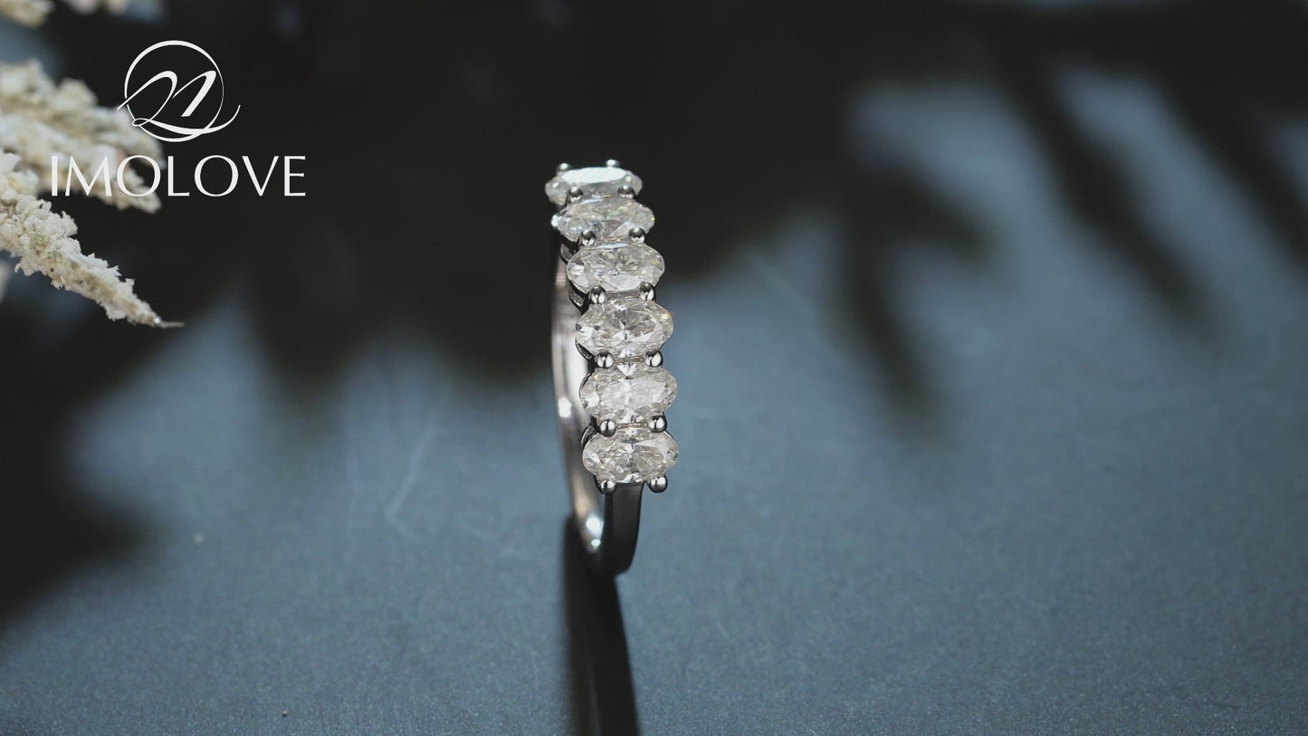 Oval Moissanite Eternity Wedding Band Ring
