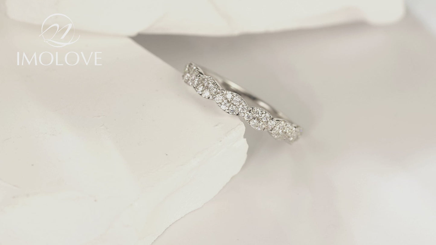 Half Twisted Moissanite Eternity Wedding Bands