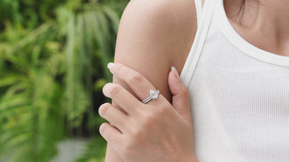 Moissanite Pear Shaped Halo Engagement Rings for Women