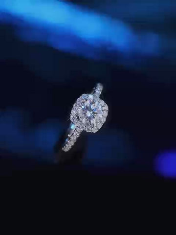 Moissanite Square Halo Engagement Rings for Women 1.64CT