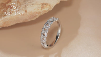 Moissanite Wedding Bands for Women Fashion Simple 0.5 Carat Stackable Chain Ring