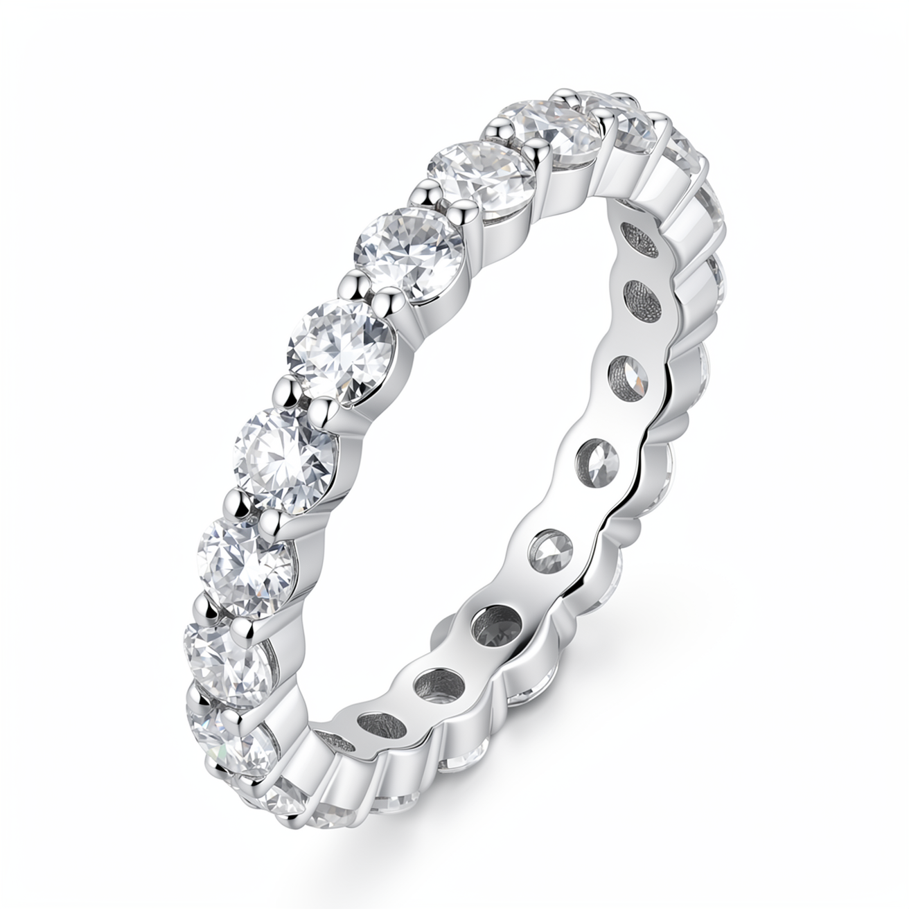 Moissanite Full Eternity Ring for Women in 925 Sterling Silver 3mm
