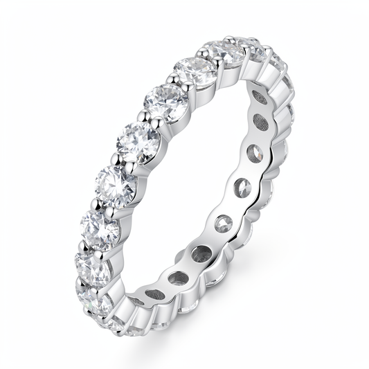 Moissanite Full Eternity Ring for Women in 925 Sterling Silver 3mm